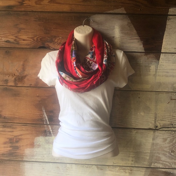 Accessories - 3/$25 Sale! Red and Floral Print Infinity Scarf Accessories - 3/$25 Sale! Red and Floral Print Infinity Scarf